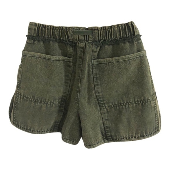 Free People green washed denim fringe paperbag drawstring waist shorts size‎ XS - Picture 6 of 11